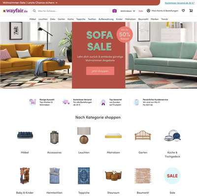 德國家具、照明、家居用品網(wǎng)上商店:Wayfair.de